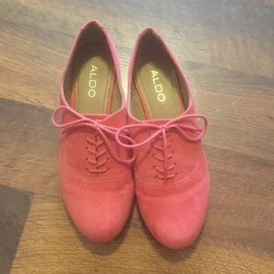 Aldo salmon lace-up Mary Jane flat loafer shoe
